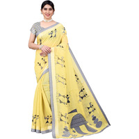 Yashika Womens Linen Saree (AYODHYA Yellow