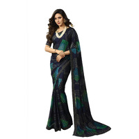 RAJESHWAR FASHION WITH RF Womens Printed Silk SareeWith Blouse(A39 BLUE BANDHANI NEW_Blue)
