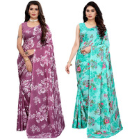 Satrani Womens Polyester Saree (2024ST566_2041ST576_Purple||Light Blue)