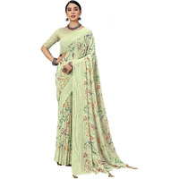Amazon Brand - Anarva Womens Geometric Printed Light Weight Georgette Saree With Woven Design & Border With Unstitched Blouse Piece (prada-abstract-green)