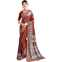 Jaanvi fashion Womens Ethnic Printed Crepe Silk Saree with Blouse Piece