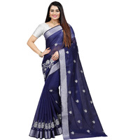 Indian Fashionista Stylish Cotton Silk Casual Wear Saree With Unstitched Blouse For Women (Blue)