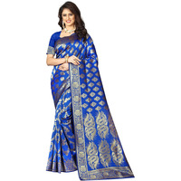 Sugathari Womens Banarasi Saree Pure Kanjivaram Silk Saree Soft new ladies 2023 Design Wear Pattu Sarees Latest Cotton Party Sari collections With Blouse Piece for Wedding sadi (PARI 75 R BLUE)