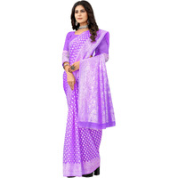 Sugathari Womens Banarasi Saree Pure Kanjivaram Silk Saree Soft new ladies 2023 Design Wear Pattu Sarees Latest Cotton Party Sari collections With Blouse Piece for Wedding sadi (SAM PARI-155 PURPLE)