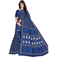 TAMAIRA FASHION Womens Plain Weave Pure Cotton Saree Without Blouse Piece(2372_IndigoBlue)