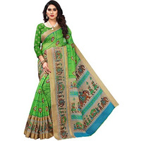Bee M Pee Designer Soft Pure Latest Fancy Beautiful 2021 Cotton with blouse material (Printed Sarees for women collection 2022_Light Green)