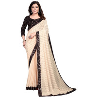 Pratham Blue Womens Sequins Georgette Fancy Saree With Blouse Piece (Orange)