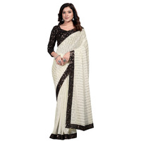 Pratham Blue Womens Sequins Georgette Fancy Saree With Blouse Piece (Yellow)