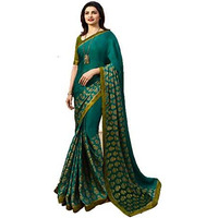 RAJESHWAR FASHION WITH RF Womens Silk Printed Saree With Lace Border & Blouse Piece(Mehendi)
