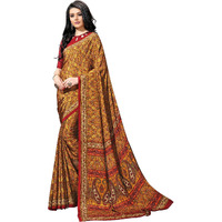 Jaanvi fashion Womens Crepe Silk Printed Saree With Blouse(ethnic-angle-8501-b,Mustard)