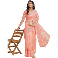 Arriva Fab Womens Linen Saree With Blouse (Riva1835__Peach)