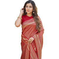 Glory Sarees Womens Banarasi Silk Saree With Blouse Piece (Banarasi_Saree134_Red)