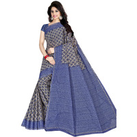 TAMAIRA FASHION Plain Weave Womens Pure Cotton Saree Without Blouse Piece (2340_Grey & Blue)