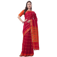 Sidhidata Womens Checks Kota Doria Cotton Manipuri Saree With Unstitched Blouse Piece (Pizza Rani_Rani_Free Size)