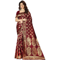 Sugathari Womens Banarasi Saree Pure Kanjivaram Silk Saree Soft new ladies 2023 Design Wear Pattu Sarees Latest Cotton Party Sari collections With Blouse Piece for Wedding sadi (PARI 75 MAROON)