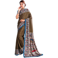 Jaanvi fashion Womens Ethnic Printed Crepe Silk Saree with Blouse Piece