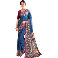 Jaanvi fashion Womens Ethnic Printed Crepe Silk Saree with Blouse Piece