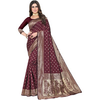 C J Enterprise Womens Pure Kanjivaram Silk Saree Soft Banarasi Design Wear Kanchipuram Pattu Sarees Latest Party Cotton Sari collections With Blouse Piece for Wedding sadi 2024 2023 (Pari159 Maroon)