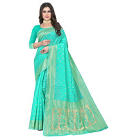C J Enterprise Womens Pure Kanjivaram Silk Saree Soft Banarasi Design Wear Kanchipuram Pattu Sarees Latest Party Cotton Sari collections With Blouse Piece for Wedding sadi 2024 2023 (Pari159 Firozi)