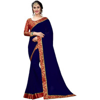 Online Bazaar Womens Jacquard Faux Georgette Saree With Unstitched Blouse Piece (2278_multicolour)
