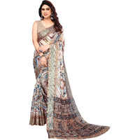 MIRCHI FASHION Womens Shibori Block Printed Saree with Blouse Piece (38751-Off White, Dusty Turquoise)