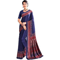Jaanvi fashion Womens Ethnic Printed Crepe Silk Saree with Blouse Piece