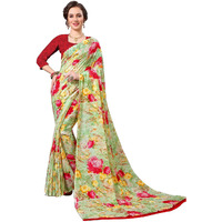 Mermaid Ocean Womens Georgette Saree With Blouse Piece (ME0242_Green)