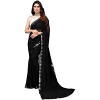 Regolith Designer Sarees for women s georgette ethnic wear for women with unstitched blouse piece (Black)