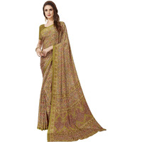 Jaanvi fashion Womens Crepe Silk Printed Saree With Blouse(fusion-8312-a,Mustard Yellow)