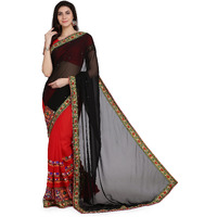 Arriva Fab Womens Georgette Saree (Riva711_Black)