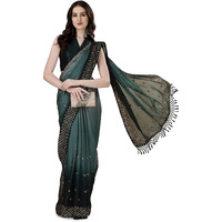 Pratham Blue Womens Sequins Silk Fancy Saree for women With Blouse Piece (PB-381_Green)