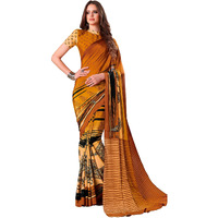 Jaanvi fashion Printed Crepe Silk Saree With Blouse(dream-liner-8913-b)