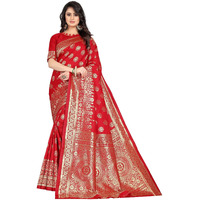 Sugathari Womens Banarasi Saree Pure Kanjivaram Silk Saree Soft new ladies 2023 Design Wear Pattu Sarees Latest Cotton Party Sari collections With Blouse Piece for Wedding sadi (PARI S-2 RED)