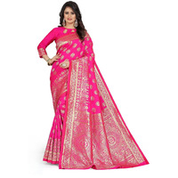 Sugathari Womens Banarasi Saree Pure Kanjivaram Silk Saree Soft new ladies 2023 Design Wear Pattu Sarees Latest Cotton Party Sari collections With Blouse Piece for Wedding sadi (PARI S-2 RANI)