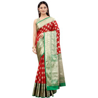Enthone Womens Heavy Banarasi Art Silk Saree With Unstitched Blouse Piece(Red)