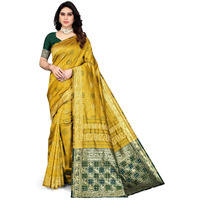 SERONA FABRICS Womens Banarasi Silk Blend Saree With Blouse Piece (SERONA1645__Mehendi Green)