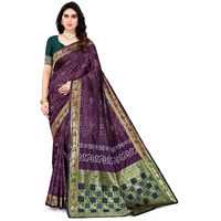 SERONA FABRICS Womens Banarasi Silk Blend Saree With Blouse Piece (SERONA1642__Purple)