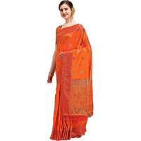 Nk Textiles Womens Kanjivaram Silk Saree With Blouse Piece (c14bf1003_orange)