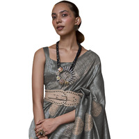 AKHILAM Womens Silk Blend Embellished Saree With Unstitched Blouse Piece (Grey_KROLNA296004_RJ)