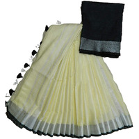 T.K. Womens Bhagalpuri Cotton Saree with Blouse Piece (TKS004_Lite Cream)