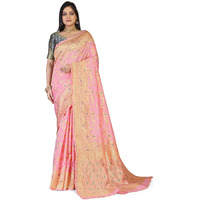 Glory Sarees Womens Banarasi Silk Saree With Blouse Piece (Kara164_Peach)