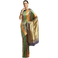 AKHILAM Womens Solid Silk Blend Saree With Unstitched Blouse Piece(Multi_HSA27002)