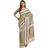AKHILAM Womens Solid Bhagalpuri Saree with unstitched Blouse piece(Green_15WOM15905)