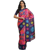 Bee M Pee Designer Soft Pure Latest Fancy Beautiful 2021 Cotton with blouse material (Printed Sarees for women collection 2022_Pink)