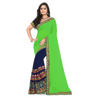arriva fab Women Georgette Saree (Riva2_38_$p2_Green & Blue)