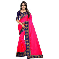 RAJESHWAR FASHION WITH RF Womens Chanderi Cotton Jacquard Saree Un-stitched (JUMKA JEQ B PINK_Pink)
