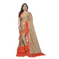 arriva fab Chiffon with Blouse Piece Saree (Riva517_1_Beige_Free Size)