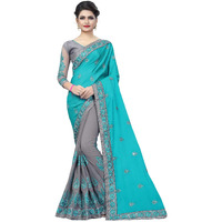 MANSVI FASHION Womens Banarasi & Bhagalpuri Georgette Saree With Blouse Piece (2201-Rama Grey_Rama & Grey)