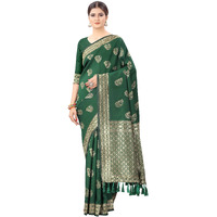 SILK LAND Womens Woven Banarasi Silk Saree With Unstitched Blouse Piece (SZWVBS-134)