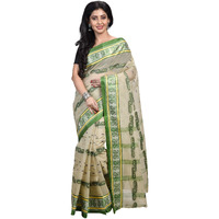 Raj Sarees Womens Woven Cotton Saree (331-04_Beige)